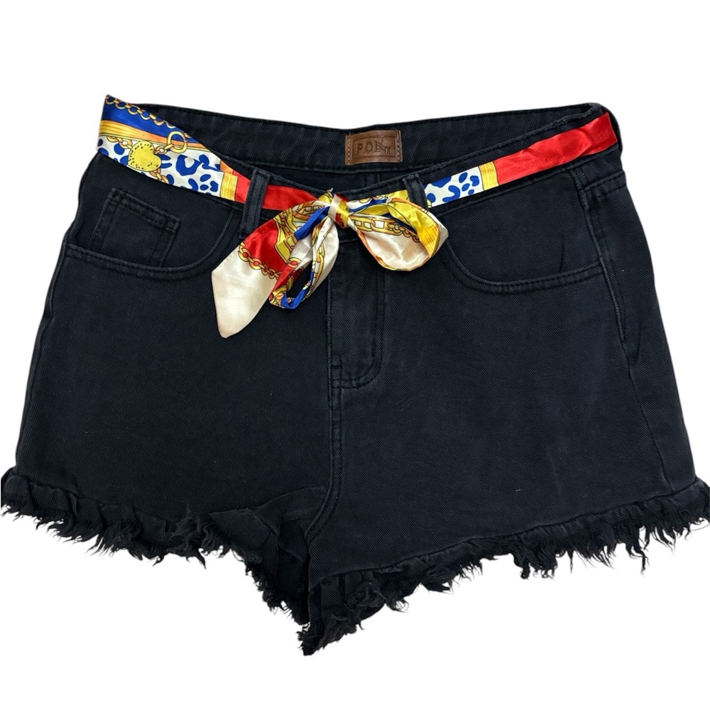 POL Black Women's Shorts with Colorful Belt